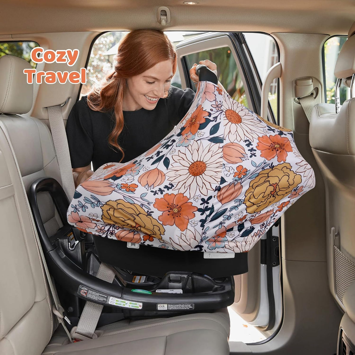 4-in-1 Baby Car Seat Canopy, Stretchy Nursing Breastfeeding Cover