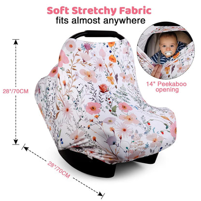 4-in-1 Baby Car Seat Canopy, Stretchy Nursing Breastfeeding Cover
