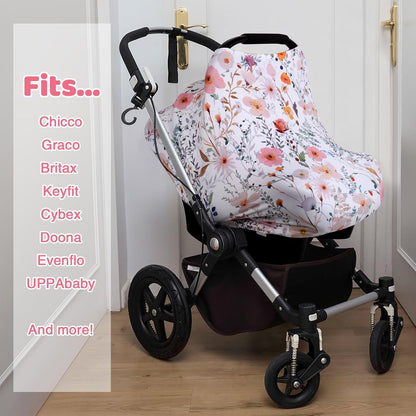 4-in-1 Baby Car Seat Canopy, Stretchy Nursing Breastfeeding Cover