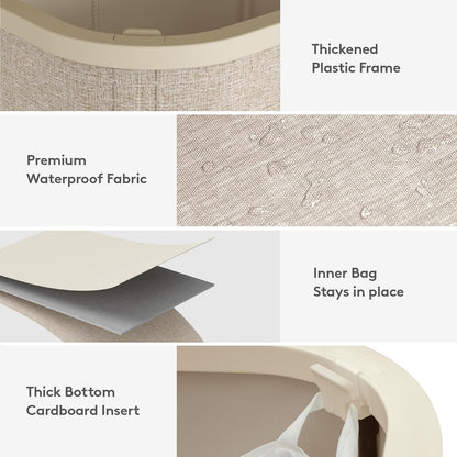 105L Large Laundry Basket with Lid, Laundry Hamper with Plastic Handles and Removable Bag, Foldable Tall Dirty Clothes Hampers for Laundry for Laundry Room, Bedroom, Bathroom, Dorm, Beige