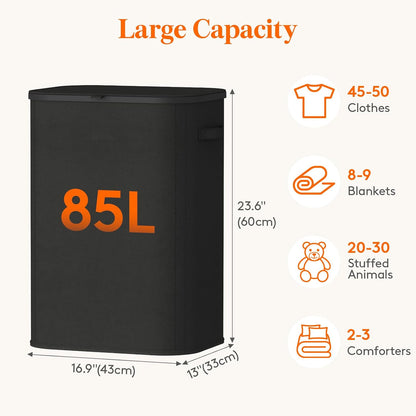 105L Large Laundry Basket with Lid, Laundry Hamper with Plastic Handles and Removable Bag, Foldable Tall Dirty Clothes Hampers for Laundry for Laundry Room, Bedroom, Bathroom, Dorm, Beige