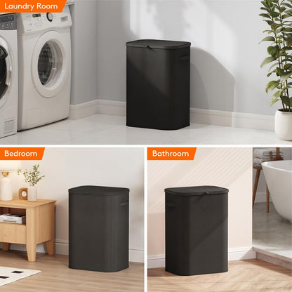 105L Large Laundry Basket with Lid, Laundry Hamper with Plastic Handles and Removable Bag, Foldable Tall Dirty Clothes Hampers for Laundry for Laundry Room, Bedroom, Bathroom, Dorm, Beige