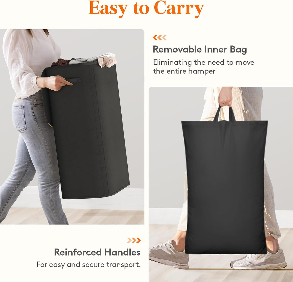 105L Large Laundry Basket with Lid, Laundry Hamper with Plastic Handles and Removable Bag, Foldable Tall Dirty Clothes Hampers for Laundry for Laundry Room, Bedroom, Bathroom, Dorm, Beige