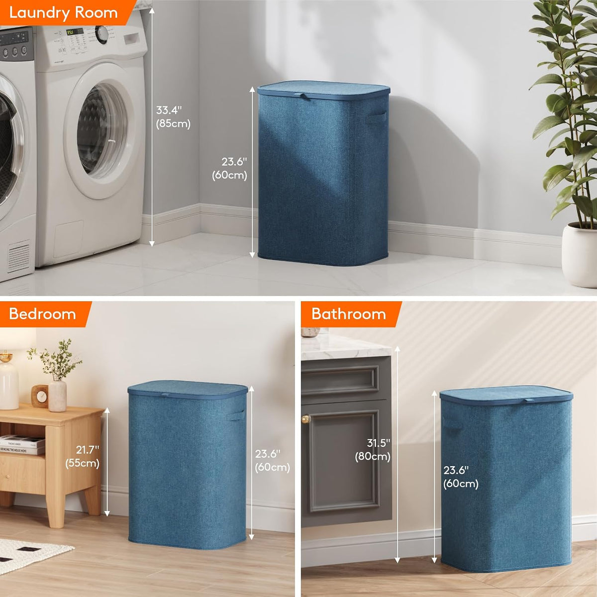 105L Large Laundry Basket with Lid, Laundry Hamper with Plastic Handles and Removable Bag, Foldable Tall Dirty Clothes Hampers for Laundry for Laundry Room, Bedroom, Bathroom, Dorm, Beige