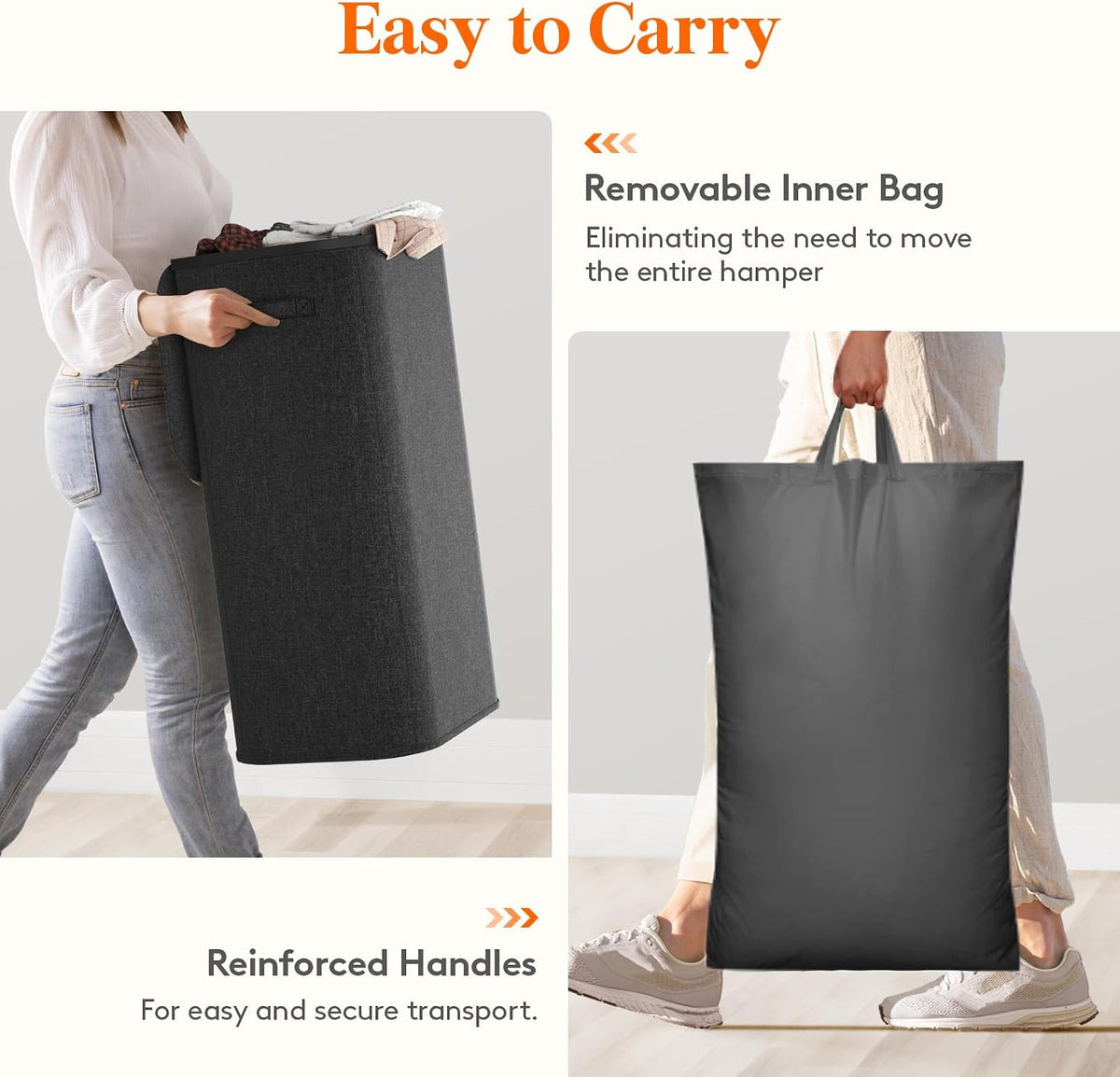 105L Large Laundry Basket with Lid, Laundry Hamper with Plastic Handles and Removable Bag, Foldable Tall Dirty Clothes Hampers for Laundry for Laundry Room, Bedroom, Bathroom, Dorm, Beige