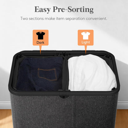 105L Large Laundry Basket with Lid, Laundry Hamper with Plastic Handles and Removable Bag, Foldable Tall Dirty Clothes Hampers for Laundry for Laundry Room, Bedroom, Bathroom, Dorm, Beige