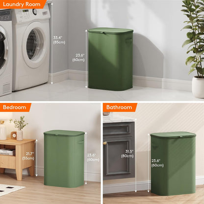 105L Large Laundry Basket with Lid, Laundry Hamper with Plastic Handles and Removable Bag, Foldable Tall Dirty Clothes Hampers for Laundry for Laundry Room, Bedroom, Bathroom, Dorm, Beige