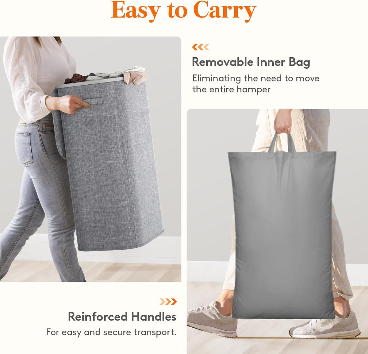 105L Large Laundry Basket with Lid, Laundry Hamper with Plastic Handles and Removable Bag, Foldable Tall Dirty Clothes Hampers for Laundry for Laundry Room, Bedroom, Bathroom, Dorm, Beige