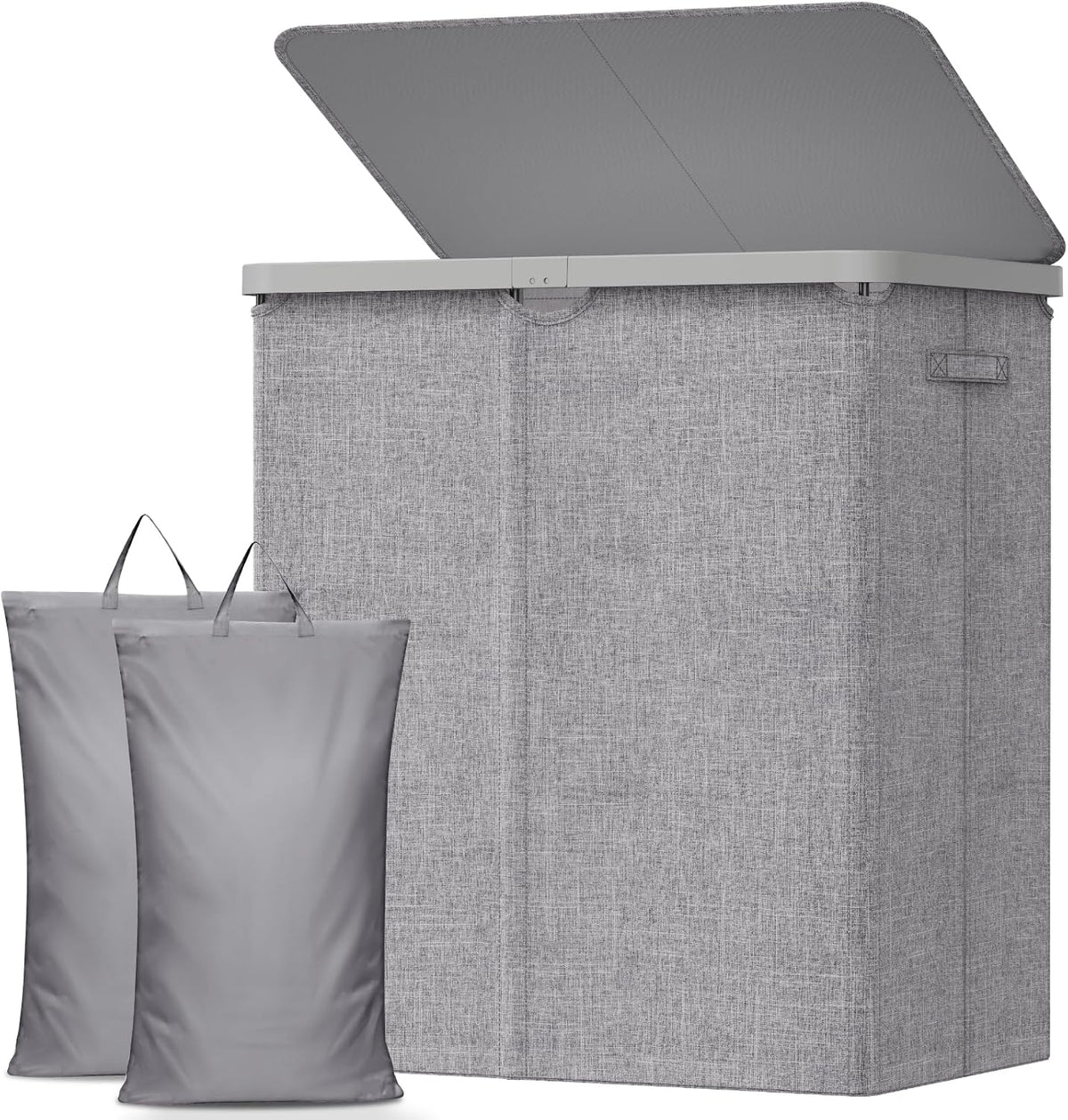 105L Large Laundry Basket with Lid, Laundry Hamper with Plastic Handles and Removable Bag, Foldable Tall Dirty Clothes Hampers for Laundry for Laundry Room, Bedroom, Bathroom, Dorm, Beige