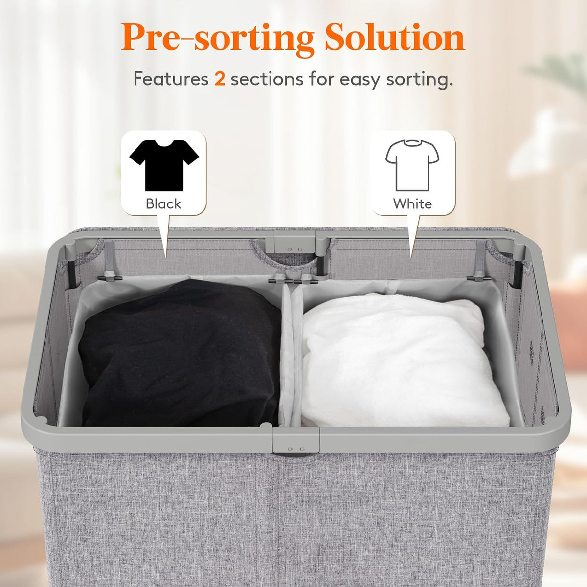 105L Large Laundry Basket with Lid, Laundry Hamper with Plastic Handles and Removable Bag, Foldable Tall Dirty Clothes Hampers for Laundry for Laundry Room, Bedroom, Bathroom, Dorm, Beige