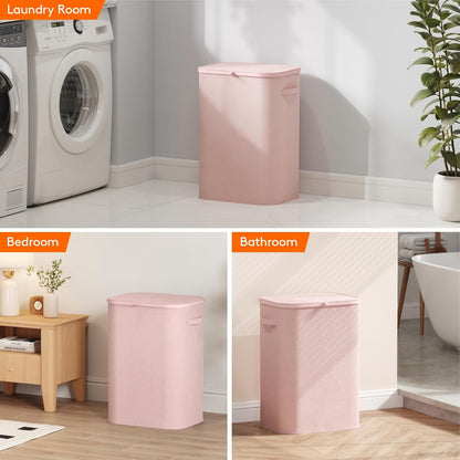105L Large Laundry Basket with Lid, Laundry Hamper with Plastic Handles and Removable Bag, Foldable Tall Dirty Clothes Hampers for Laundry for Laundry Room, Bedroom, Bathroom, Dorm, Beige