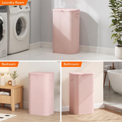 105L Large Laundry Basket with Lid, Laundry Hamper with Plastic Handles and Removable Bag, Foldable Tall Dirty Clothes Hampers for Laundry for Laundry Room, Bedroom, Bathroom, Dorm, Beige