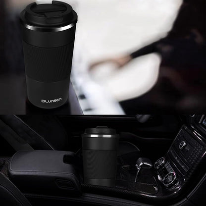 Travel Mug, 14oz Insulated Tumbler with Ceramic Coating, Vacuum Double Walled Insulation, Leakproof Lid, Thermal Mug for Coffee, Black