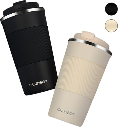 Travel Mug, 14oz Insulated Tumbler with Ceramic Coating, Vacuum Double Walled Insulation, Leakproof Lid, Thermal Mug for Coffee, Black