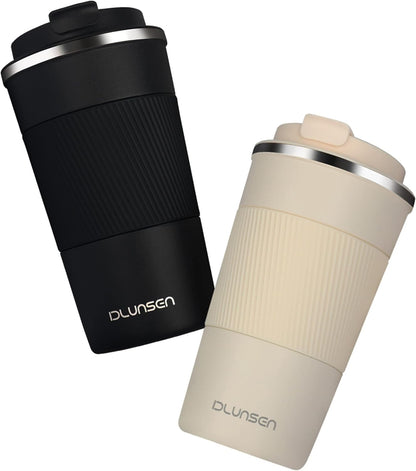 Travel Mug, 14oz Insulated Tumbler with Ceramic Coating, Vacuum Double Walled Insulation, Leakproof Lid, Thermal Mug for Coffee, Black