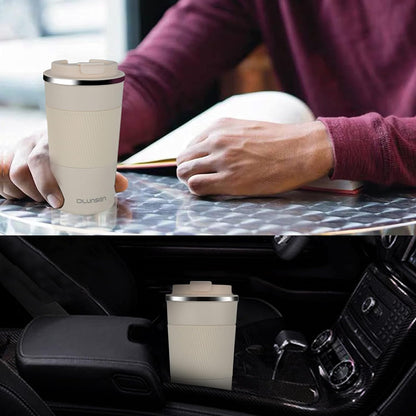 Travel Mug, 14oz Insulated Tumbler with Ceramic Coating, Vacuum Double Walled Insulation, Leakproof Lid, Thermal Mug for Coffee, Black