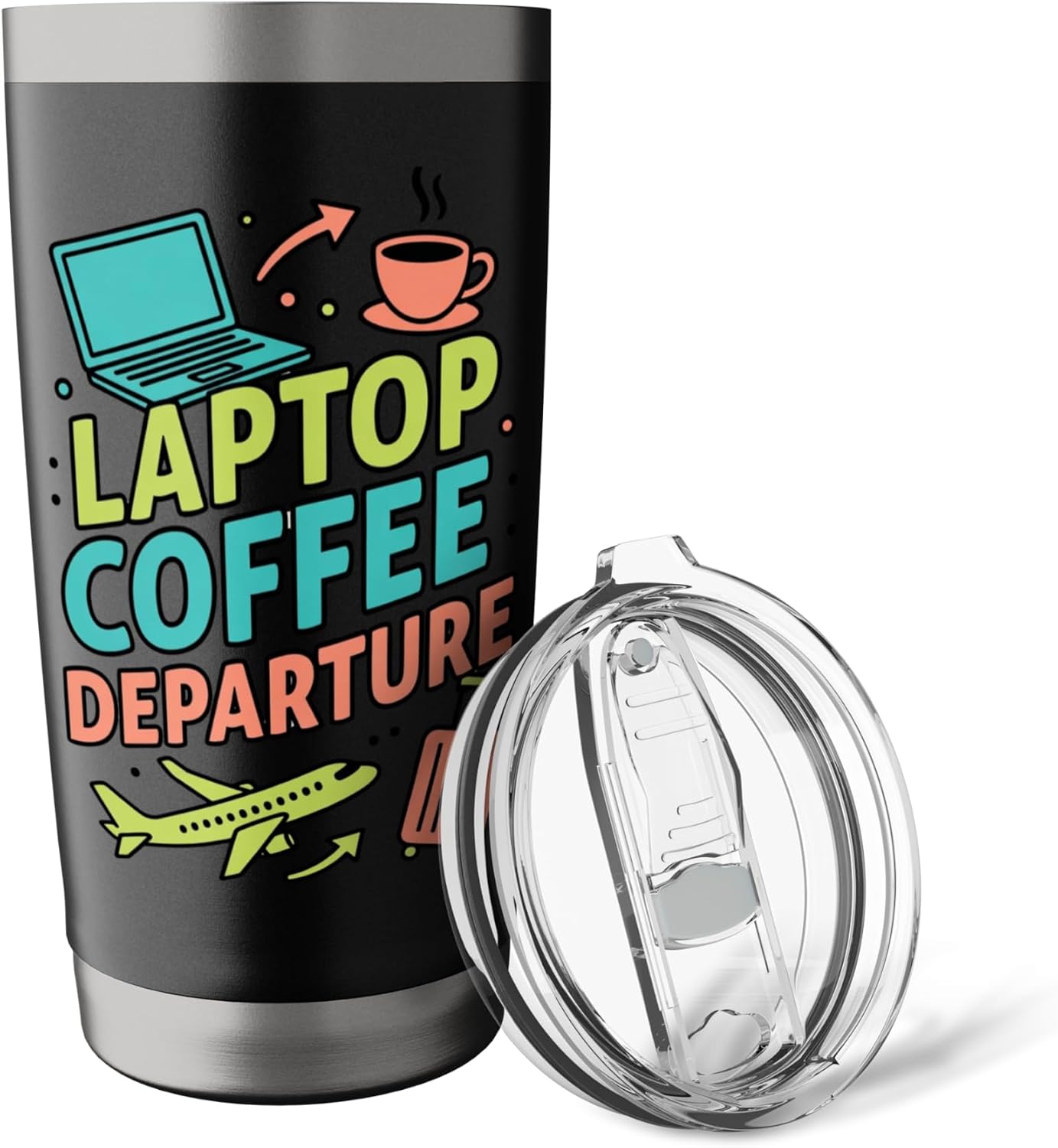 Laptop Coffee Departure Travel Remote Work Design Stainless Steel Insulated Tumbler
