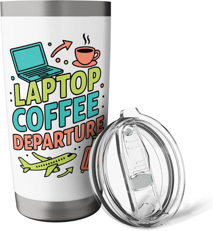 Laptop Coffee Departure Travel Remote Work Design Stainless Steel Insulated Tumbler