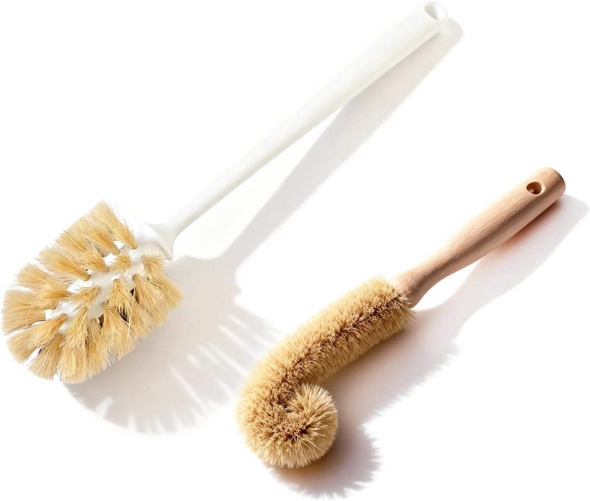 Bottle Brush & Dish Scrubber Set (3 Pack) - Kitchen Cleaning Kit with L-Shape Bottle Cleaner, Round Pan Brush & Detail Scrubber - Multi-Use for Bottles, Pots, Pans & Glassware