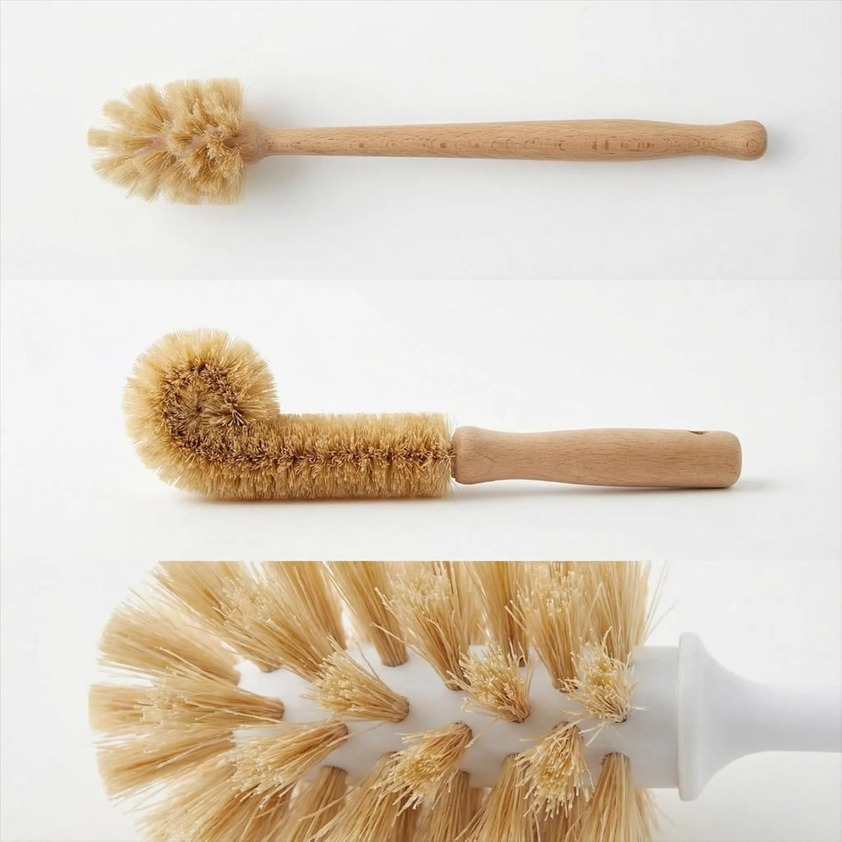 Bottle Brush & Dish Scrubber Set (3 Pack) - Kitchen Cleaning Kit with L-Shape Bottle Cleaner, Round Pan Brush & Detail Scrubber - Multi-Use for Bottles, Pots, Pans & Glassware
