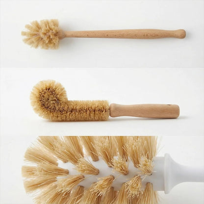 Bottle Brush & Dish Scrubber Set (3 Pack) - Kitchen Cleaning Kit with L-Shape Bottle Cleaner, Round Pan Brush & Detail Scrubber - Multi-Use for Bottles, Pots, Pans & Glassware