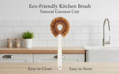 Bottle Brush & Dish Scrubber Set (3 Pack) - Kitchen Cleaning Kit with L-Shape Bottle Cleaner, Round Pan Brush & Detail Scrubber - Multi-Use for Bottles, Pots, Pans & Glassware