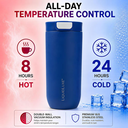 THE CLASSIC Vacuum Insulated Stainless Steel Travel Mug, Leakproof Locking Lid, Double-Wall Insulation, BPA-Free Coffee Mug for Hot & Cold Drinks, 500 mL (Matte Black)