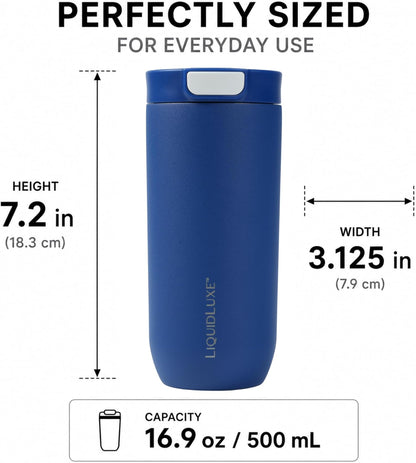 THE CLASSIC Vacuum Insulated Stainless Steel Travel Mug, Leakproof Locking Lid, Double-Wall Insulation, BPA-Free Coffee Mug for Hot & Cold Drinks, 500 mL (Matte Black)