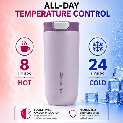 THE CLASSIC Vacuum Insulated Stainless Steel Travel Mug, Leakproof Locking Lid, Double-Wall Insulation, BPA-Free Coffee Mug for Hot & Cold Drinks, 500 mL (Matte Black)