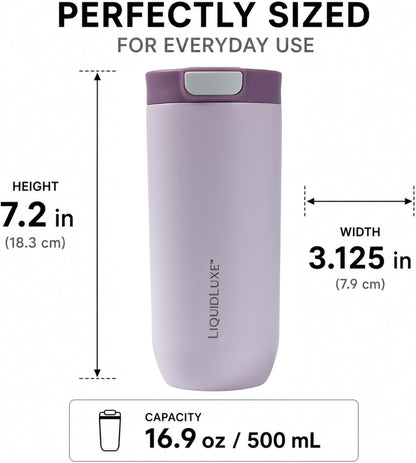 THE CLASSIC Vacuum Insulated Stainless Steel Travel Mug, Leakproof Locking Lid, Double-Wall Insulation, BPA-Free Coffee Mug for Hot & Cold Drinks, 500 mL (Matte Black)