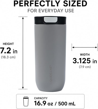 THE CLASSIC Vacuum Insulated Stainless Steel Travel Mug, Leakproof Locking Lid, Double-Wall Insulation, BPA-Free Coffee Mug for Hot & Cold Drinks, 500 mL (Matte Black)