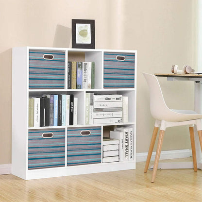 Cloth Storage Bins Set of 4 Thick Fabric Drawers Foldable Cubes Basket Organizer Container with Dual Metal Handles for Shelf Cabinet Bookcase Boxes Grey-White 13x13x13 inch