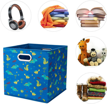 Cloth Storage Bins Set of 4 Thick Fabric Drawers Foldable Cubes Basket Organizer Container with Dual Metal Handles for Shelf Cabinet Bookcase Boxes Grey-White 13x13x13 inch