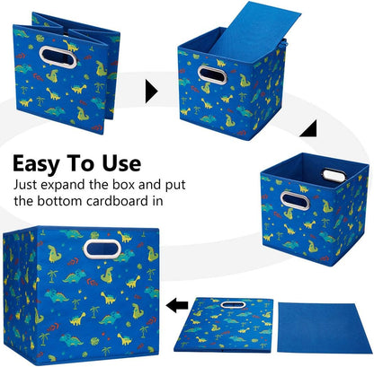Cloth Storage Bins Set of 4 Thick Fabric Drawers Foldable Cubes Basket Organizer Container with Dual Metal Handles for Shelf Cabinet Bookcase Boxes Grey-White 13x13x13 inch