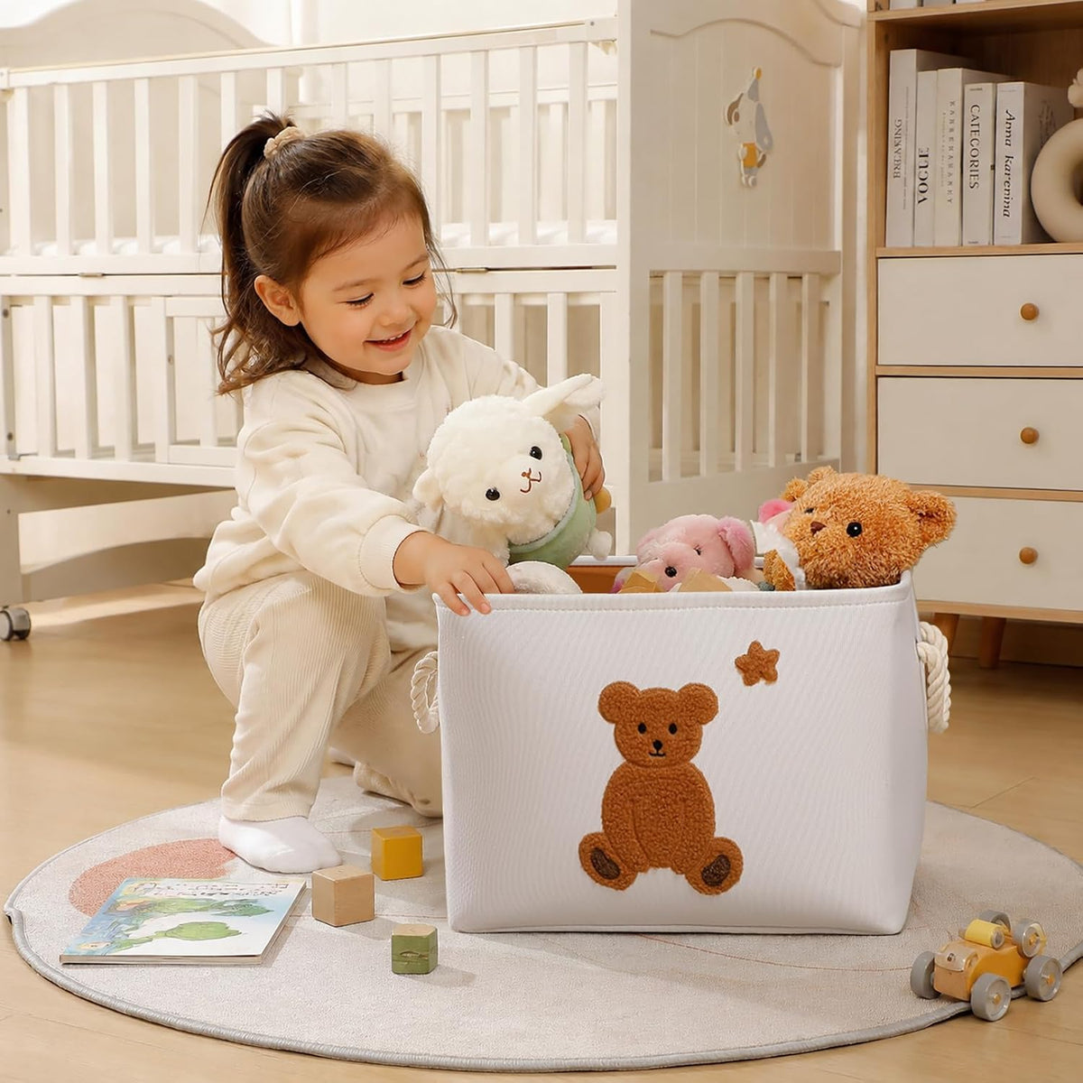 Toy Storage for Kids Toy Box Lightweight Collapsible Toy Storage Organizer Toys Bin with Handle, Storage Baskets for Kids, Boys, Girls, Nursery Room (Large, Toys)