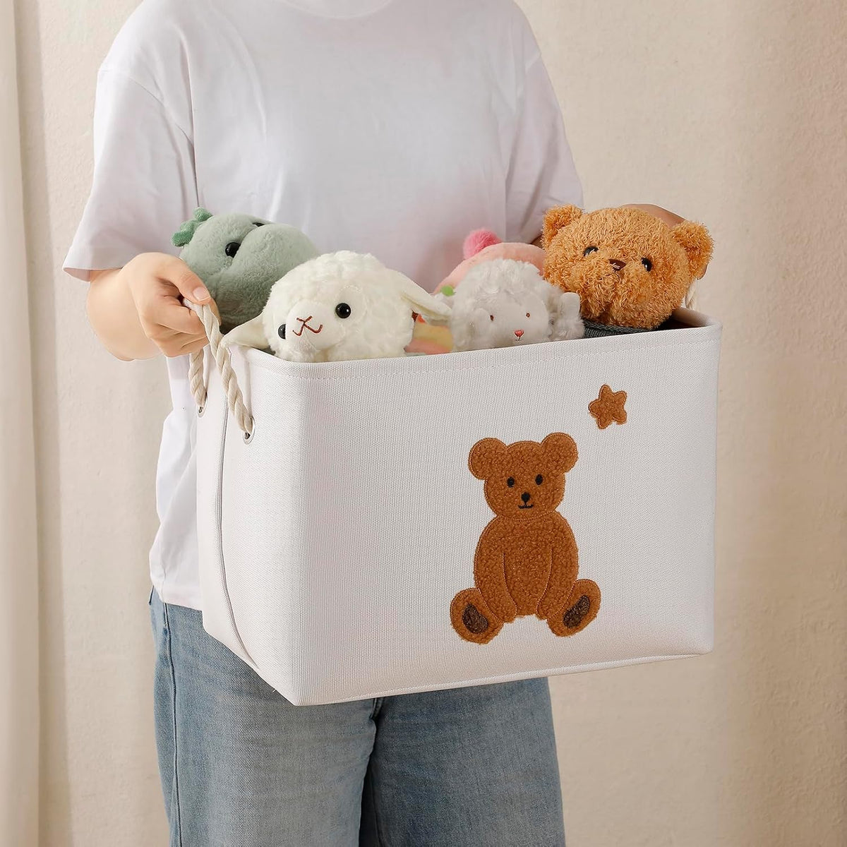 Toy Storage for Kids Toy Box Lightweight Collapsible Toy Storage Organizer Toys Bin with Handle, Storage Baskets for Kids, Boys, Girls, Nursery Room (Large, Toys)