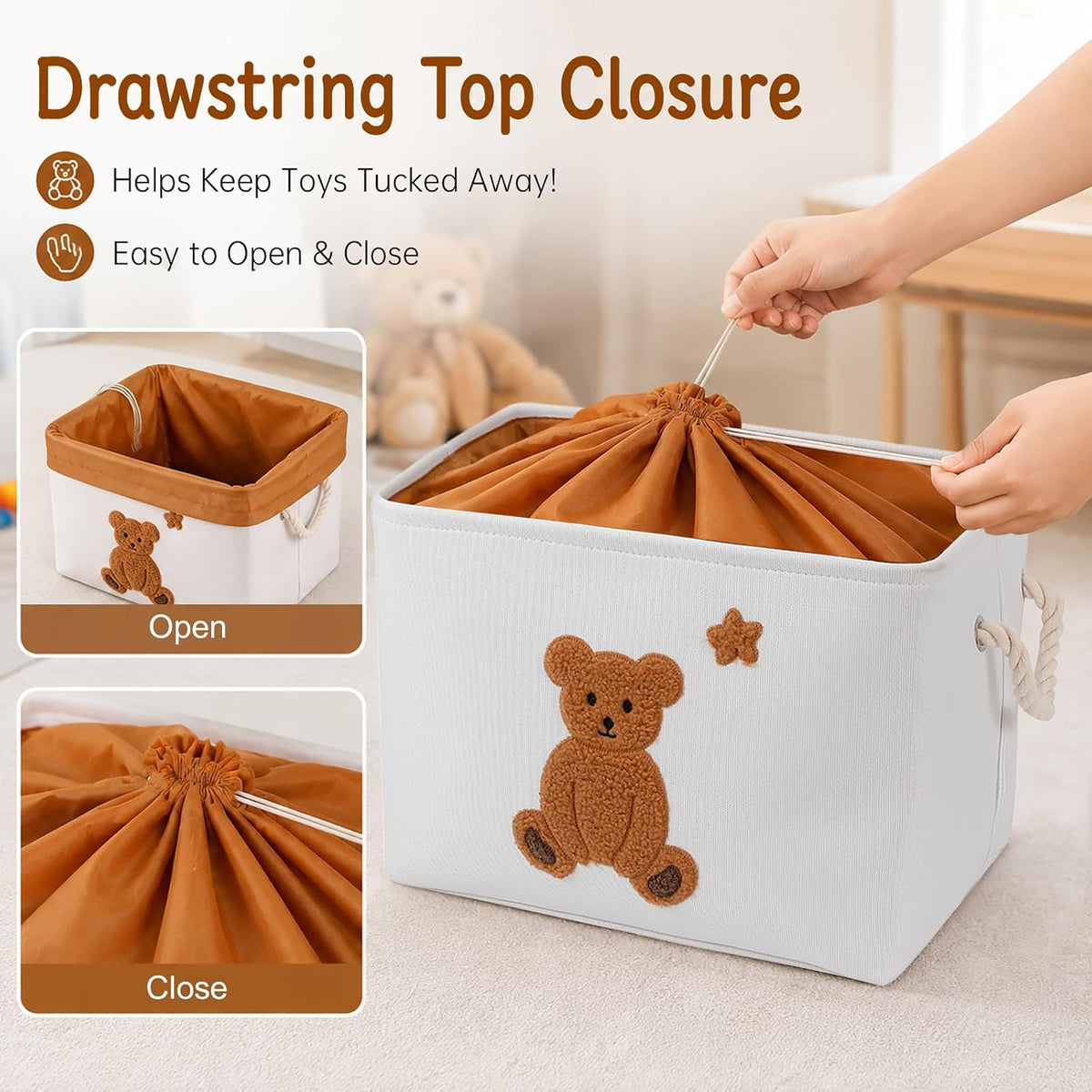 Toy Storage for Kids Toy Box Lightweight Collapsible Toy Storage Organizer Toys Bin with Handle, Storage Baskets for Kids, Boys, Girls, Nursery Room (Large, Toys)