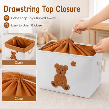 Toy Storage for Kids Toy Box Lightweight Collapsible Toy Storage Organizer Toys Bin with Handle, Storage Baskets for Kids, Boys, Girls, Nursery Room (Large, Toys)