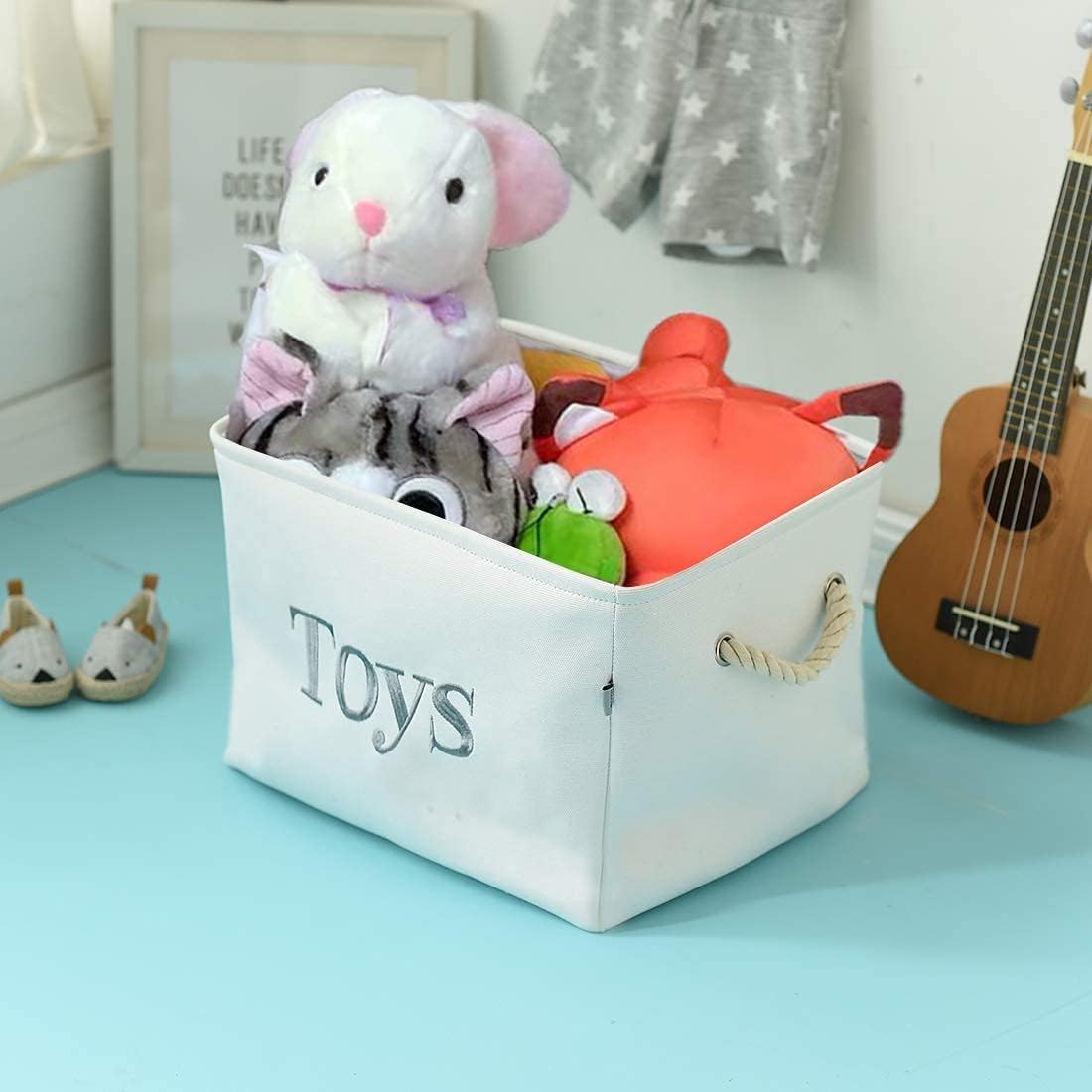 Toy Storage for Kids Toy Box Lightweight Collapsible Toy Storage Organizer Toys Bin with Handle, Storage Baskets for Kids, Boys, Girls, Nursery Room (Large, Toys)