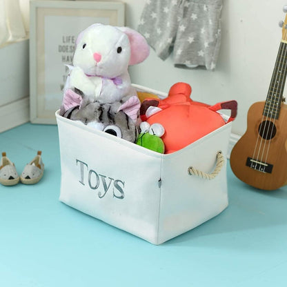 Toy Storage for Kids Toy Box Lightweight Collapsible Toy Storage Organizer Toys Bin with Handle, Storage Baskets for Kids, Boys, Girls, Nursery Room (Large, Toys)
