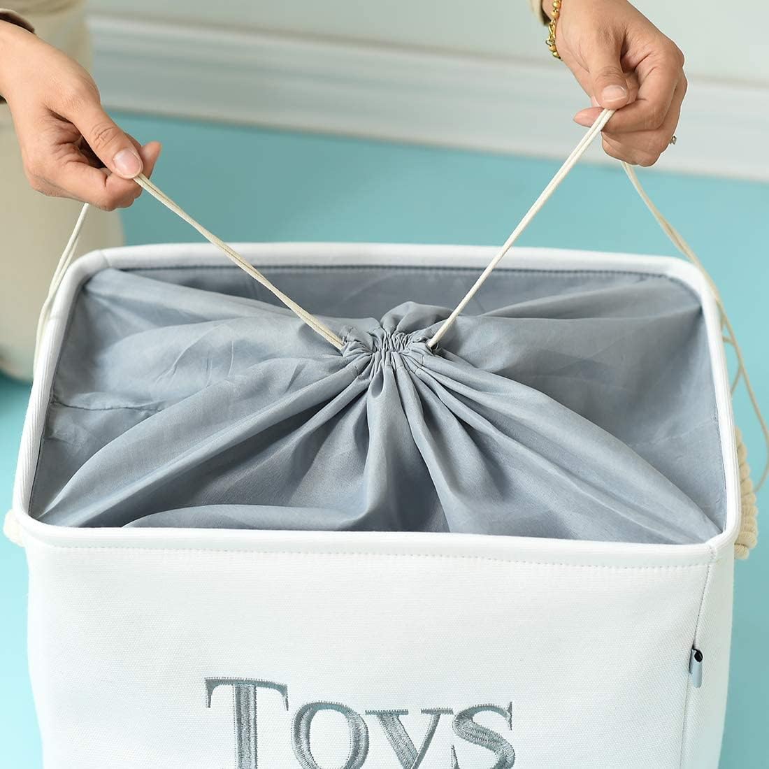 Toy Storage for Kids Toy Box Lightweight Collapsible Toy Storage Organizer Toys Bin with Handle, Storage Baskets for Kids, Boys, Girls, Nursery Room (Large, Toys)