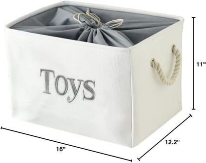 Toy Storage for Kids Toy Box Lightweight Collapsible Toy Storage Organizer Toys Bin with Handle, Storage Baskets for Kids, Boys, Girls, Nursery Room (Large, Toys)