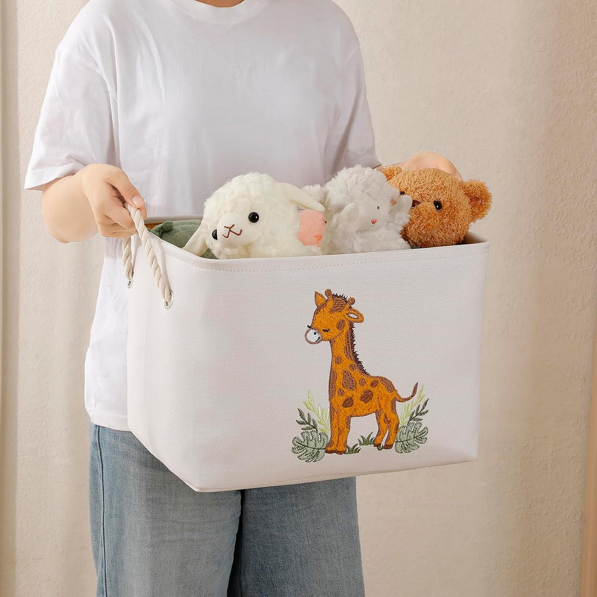 Toy Storage for Kids Toy Box Lightweight Collapsible Toy Storage Organizer Toys Bin with Handle, Storage Baskets for Kids, Boys, Girls, Nursery Room (Large, Toys)