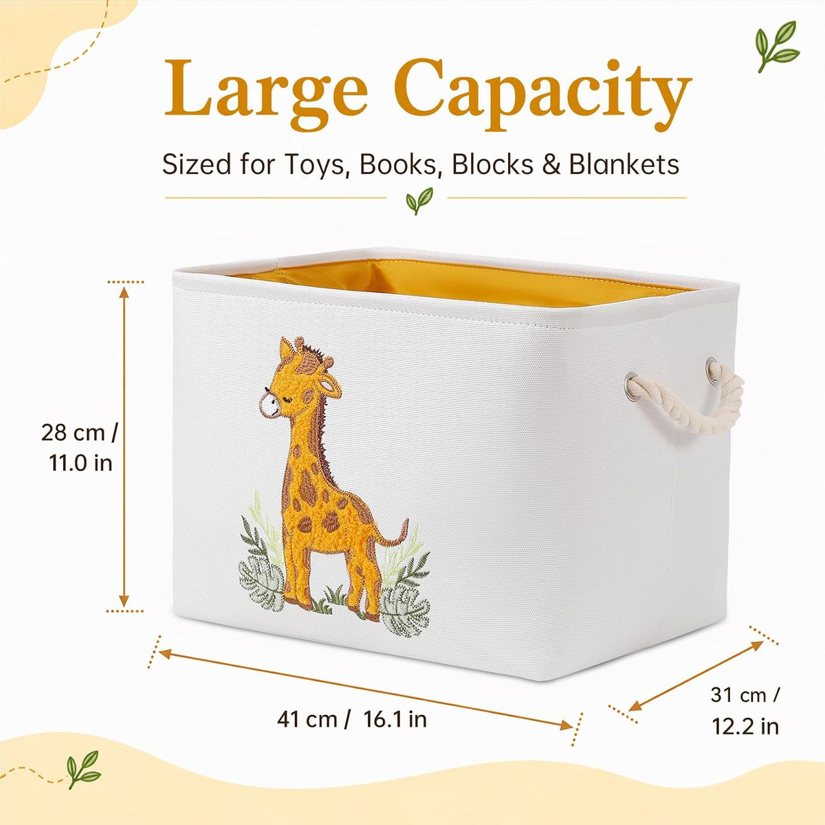 Toy Storage for Kids Toy Box Lightweight Collapsible Toy Storage Organizer Toys Bin with Handle, Storage Baskets for Kids, Boys, Girls, Nursery Room (Large, Toys)
