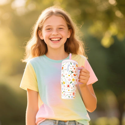 24oz kids stainless steel water bottle with handle and Silicone Lid | Spill Proof Insulated Tumbler, BPA-Free Reusable Leak-Proof Kid Cups for School, Outdoor, Gift for Boys Girls, Black