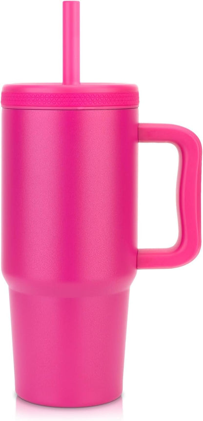 24oz kids stainless steel water bottle with handle and Silicone Lid | Spill Proof Insulated Tumbler, BPA-Free Reusable Leak-Proof Kid Cups for School, Outdoor, Gift for Boys Girls, Black