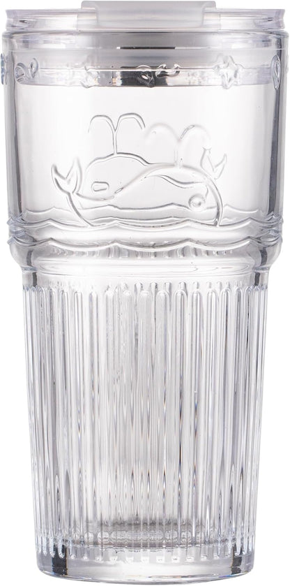 16oz Glass With Lid And Straw, Transparent Travel Iced Coffee Cup, Suitable For Water, Coffee, Tea, Beverages, Home, Office, Outdoor Use-Whale Cup