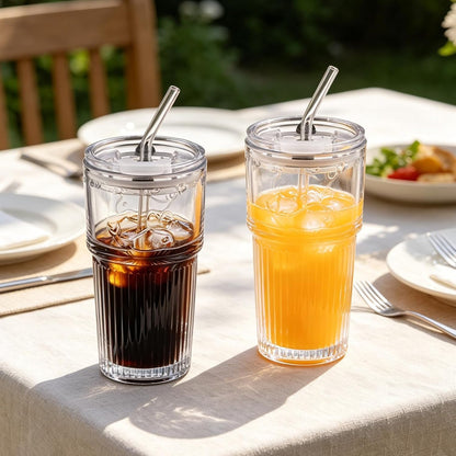 16oz Glass With Lid And Straw, Transparent Travel Iced Coffee Cup, Suitable For Water, Coffee, Tea, Beverages, Home, Office, Outdoor Use-Whale Cup