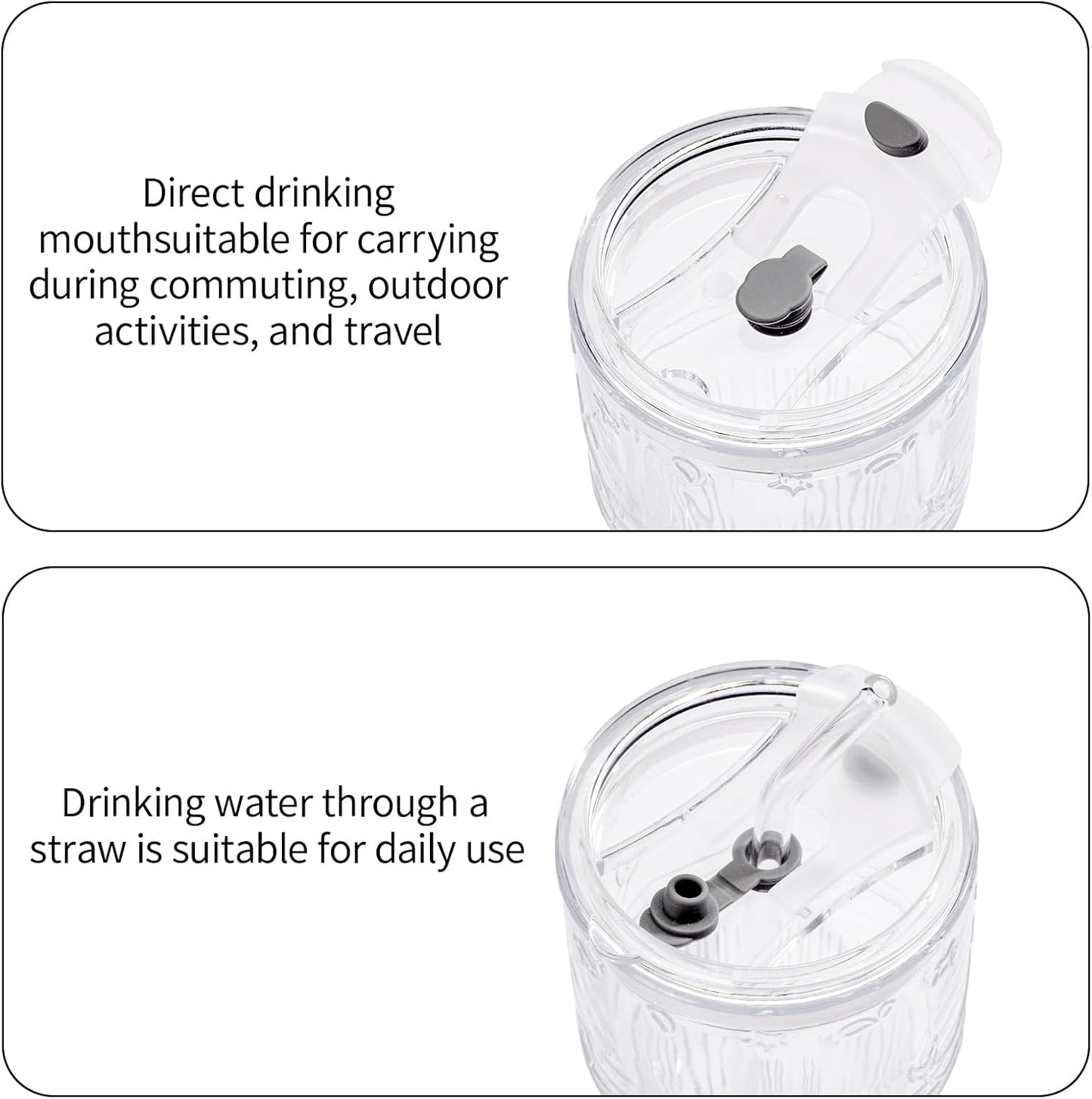16oz Glass With Lid And Straw, Transparent Travel Iced Coffee Cup, Suitable For Water, Coffee, Tea, Beverages, Home, Office, Outdoor Use-Whale Cup