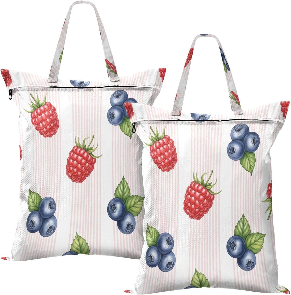 Blueberry Fruit Waterproof Travel Laundry Bag Reusable 2 Count